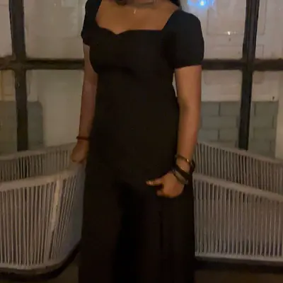 RUKIA FULL BLACK SET- SHORT KURTI WITH FLARED BUTTERFLY PANTS primary image