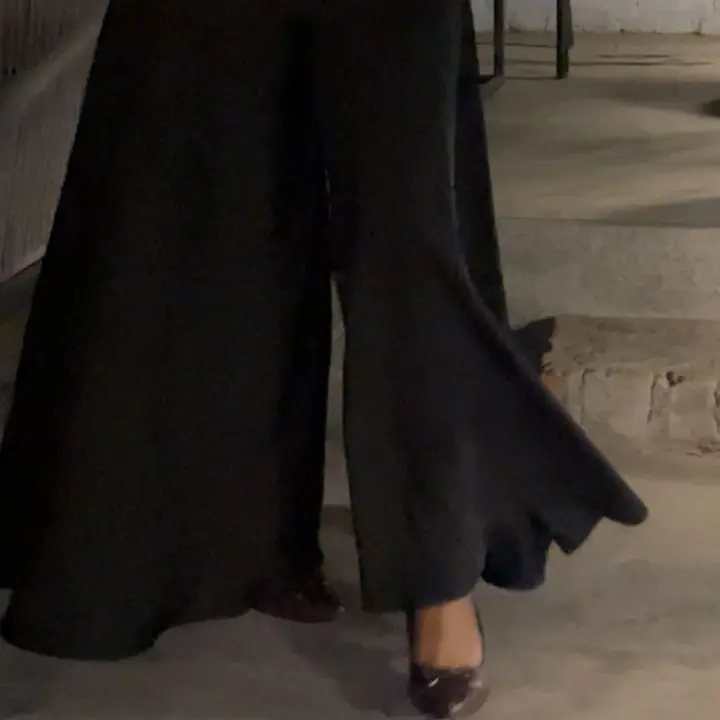 RUKIA FULL BLACK SET- SHORT KURTI WITH FLARED BUTTERFLY PANTS - Master