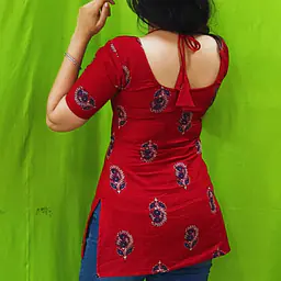 NAINA RED HALTER NECK KURTI - Master