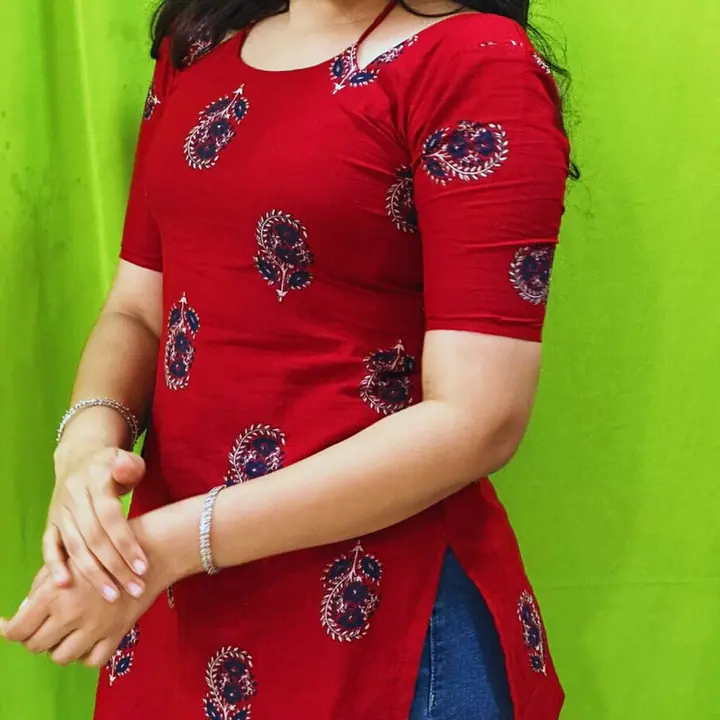 NAINA RED HALTER NECK KURTI - Master