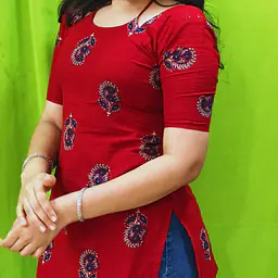 NAINA RED HALTER NECK KURTI - Master