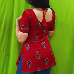 NAINA RED HALTER NECK KURTI - Master