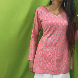 AAROHI FLORAL KURTI (PINK) - Master