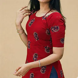 NAINA RED HALTER NECK KURTI - Master