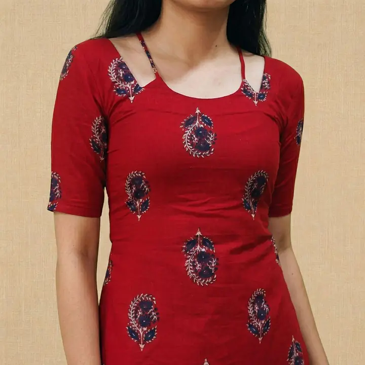 NAINA RED HALTER NECK KURTI - Master