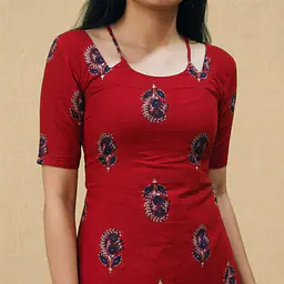 NAINA RED HALTER NECK KURTI - Master