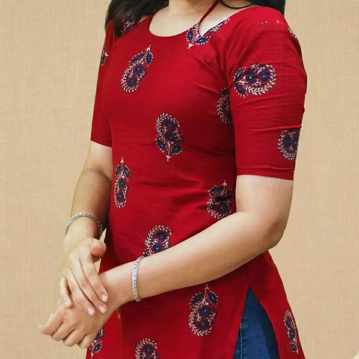 NAINA RED HALTER NECK KURTI - Master