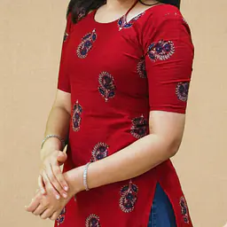 NAINA RED HALTER NECK KURTI - Master