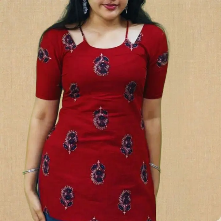 NAINA RED HALTER NECK KURTI - Master