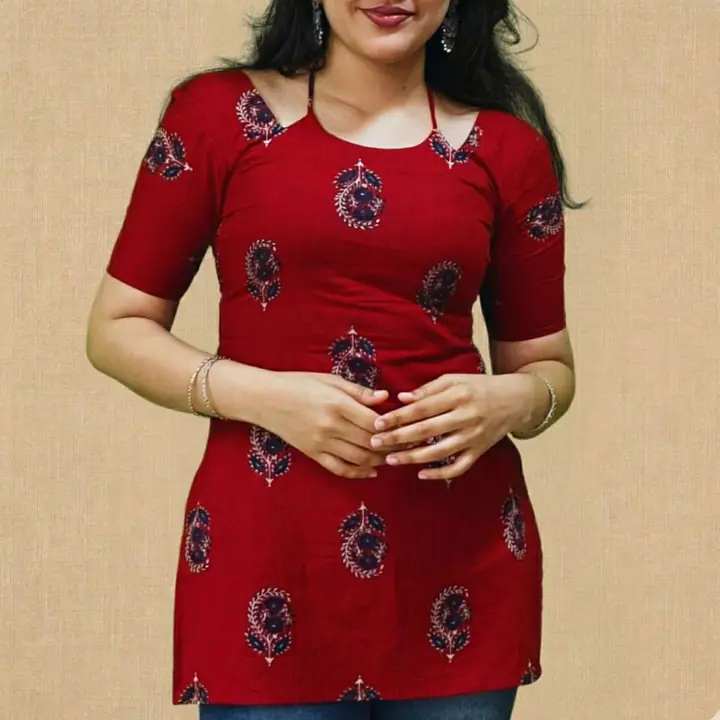 NAINA RED HALTER NECK KURTI - Master