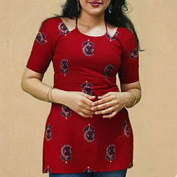 NAINA RED HALTER NECK KURTI - Master