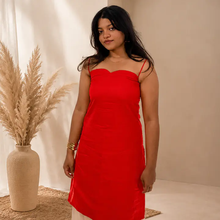 Kiara - RED SPAGHETTI STRAP KURTI - Master