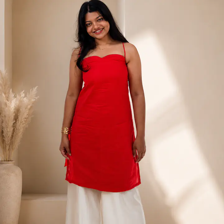 Kiara - RED SPAGHETTI STRAP KURTI - Master