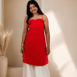 Kiara - RED SPAGHETTI STRAP KURTI - Master