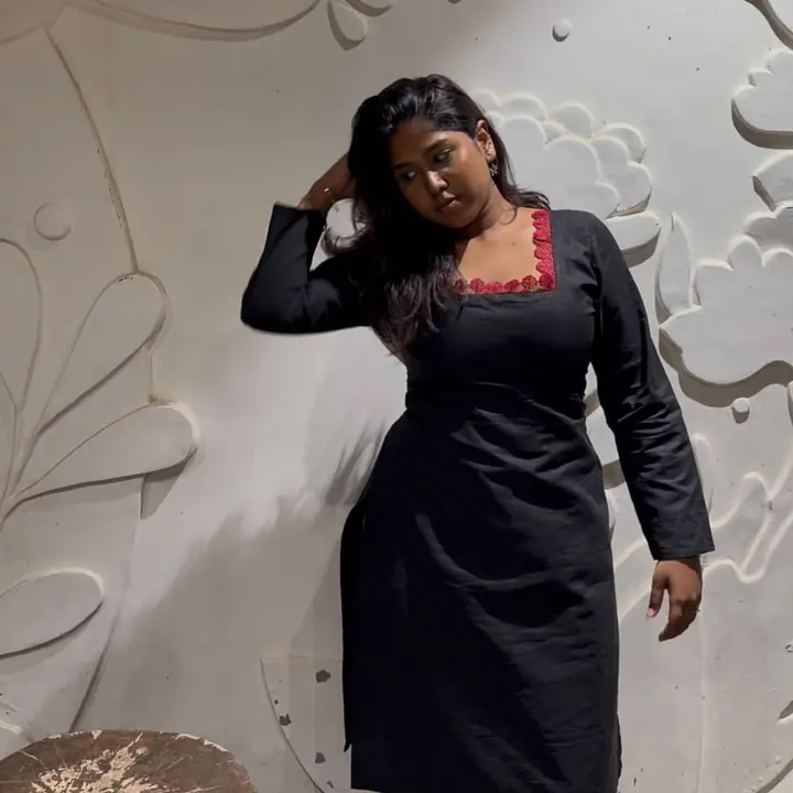 TARA BLACK LACE KURTI - SLEEVES - Master