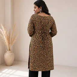 LARA LEOPARD LACE KURTI- SLEEVES - Master