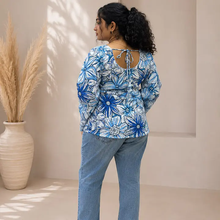 NEELA ALAI FLORAL TOP- FULL SLEEVE - Master