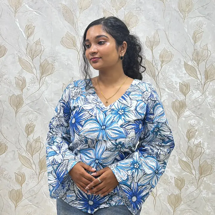 NEELA ALAI FLORAL TOP- FULL SLEEVE - Master