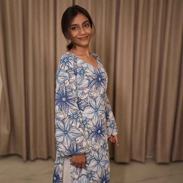 NEELA ALAI FLORAL LONG KURTI- BELL SLEEVE - Master
