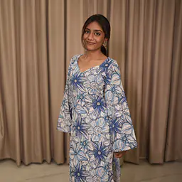 NEELA ALAI FLORAL LONG KURTI- BELL SLEEVE - Master