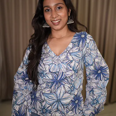 NEELA ALAI FLORAL TOP- BELL SLEEVE secondary image