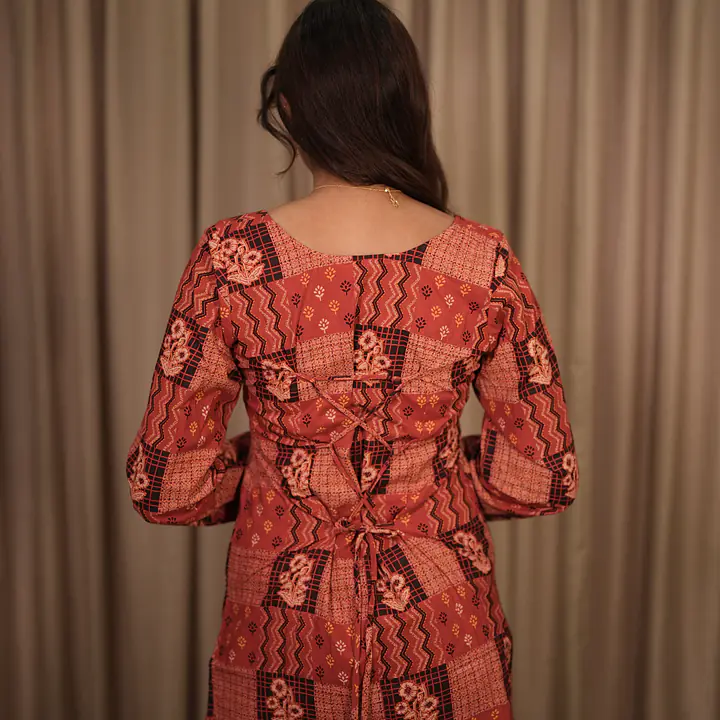 VEENA CORSET BACK KURTI - RED - Master