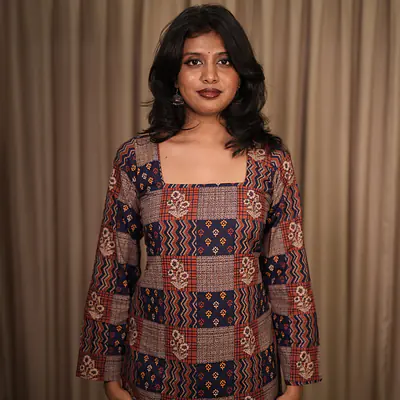 VEENA CORSET BACK KURTI - BLUE secondary image