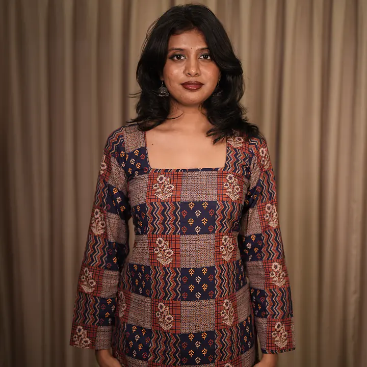VEENA CORSET BACK KURTI - BLUE - Master