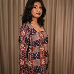 VEENA CORSET BACK KURTI - BLUE - Master