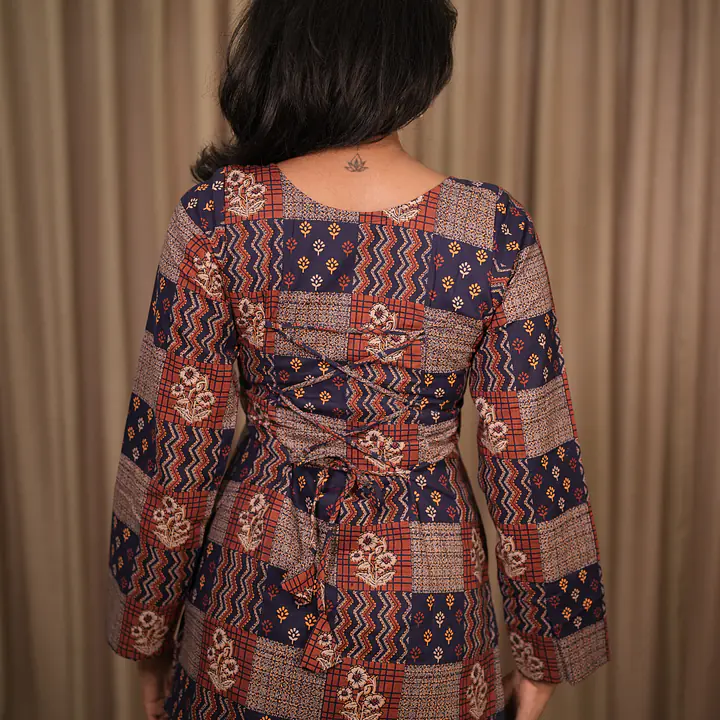 VEENA CORSET BACK KURTI - BLUE - Master