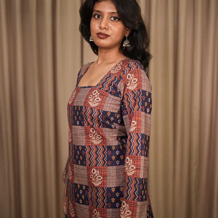 VEENA CORSET BACK KURTI - BLUE - Master