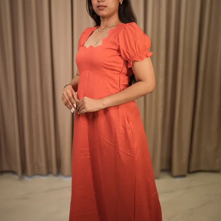 Amora Scallop Dress- Puff Sleeves - Master